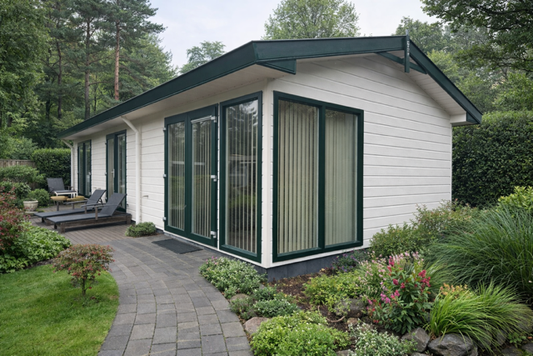 **TOP chalet 12.00 x 4.60 2 slaapkamers spiegelbeeld VERKOCHT**